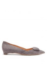 RUPERT SANDERSON Aga point-toe grey suede flats