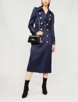 BALMAIN Double-breasted woven-twill trench coat Bleu fonce ~ chic military style