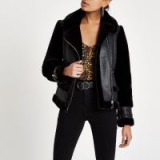 River Island Black faux fur aviator jacket