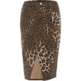 River Island Brown leopard print split hem pencil skirt | animal prints