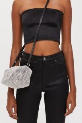 TOPSHOP Chia Diamante Cross Body Bag / silver crossbody