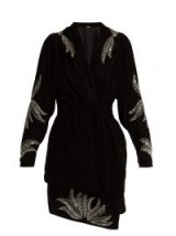 DODO BAR OR Corrine embellished black velvet kimono / silver bead and sequin sparkles