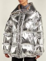 MM6 MAISON MARGIELA Detachable sleeve silver puffer jacket ~ metallic quilted coat