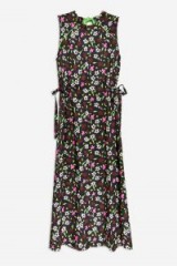 TOPSHOP Boutique Ditsy Print Midi Dress / floral / tie side