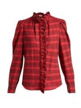 ISABEL MARANT ÉTOILE Dules red ruffle-collar cotton shirt ~ casual style clothing