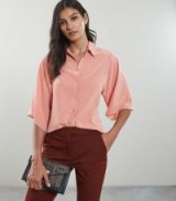 REISS GUILA SILK WIDE SLEEVED SHIRT PINK ~ casual luxe ~ wardrobe essential