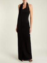 LANVIN Black Halterneck jersey dress ~ chic column event wear