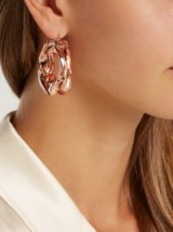 JIL SANDER Hammered rose gold-tone hoop earrings ~ distorted statement hoops