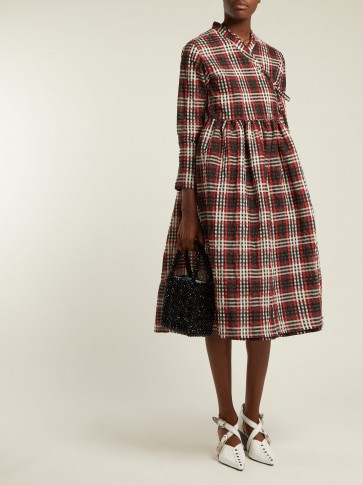 SHRIMPS Hermione checked seersucker wrap dress ~ black, red and white checks ~ feminine vintage look