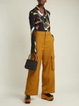 MARNI Mustard High-rise cargo wool trousers ~ yellow wide leg side pocket pants