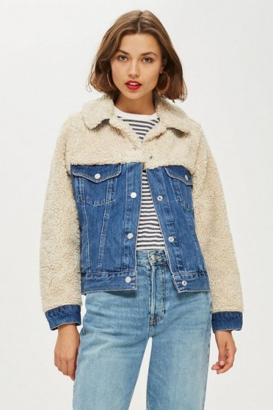 Topshop Hybrid Borg Denim Jacket | autumn street style