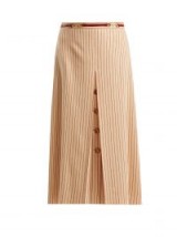 GUCCI Inverted-pleat pinstripe wool midi skirt