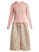 COMME DES GARÇONS GIRL Pink Knitted and quilted floral-print panel dress