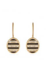 JESSICA BIALES 18kt gold, white diamond and black enamel oval drop earrings