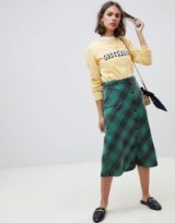 Leon & Harper Jordie checked skirt in green | A-line midi