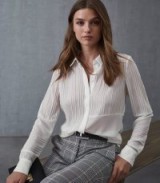 REISS LULA PIN TUCK DETAILED BLOUSE IVORY ~ effortless style