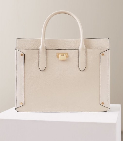 REISS MARLEY LEATHER TOTE BAG OFF WHITE ~ luxe neutral accessory
