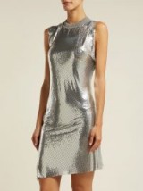 PACO RABANNE Silver Mesh round-neck asymmetric mini dress