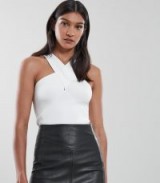 REISS MILANO CROSS FRONT TOP WHITE ~ sleeveless wardrobe essential