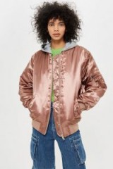 TOPSHOP Pink Oversized Longline Bomber Jacket