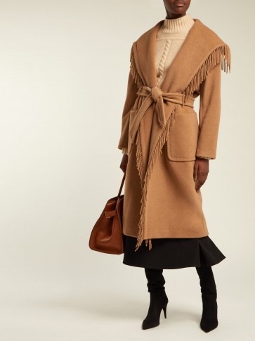 MAX MARA Pacos fringed camel wool coat ~ neutral autumn outerwear