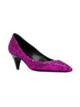 SAINT LAURENT Charlotte purple glitter pumps / shimmering courts