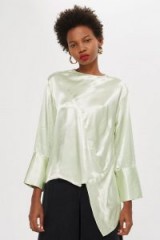 TOPSHOP Satin Asymmetric Tunic in Mint / shiny pale green tops