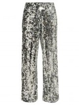 MM6 MAISON MARGIELA Silver Sequinned mesh wide-leg trousers