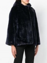 SACAI blue faux fur hooded coat