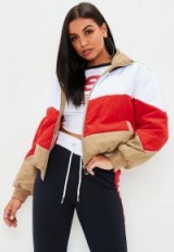 MISSGUIDED tan colour block bomber jacket – autumn jackets