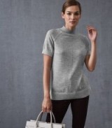 REISS VENUS METALLIC HIGH NECK TOP GREY ~ chic knitwear