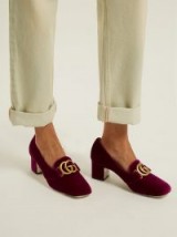 GUCCI Dark-Pink Victoire velvet pumps ~ classic look