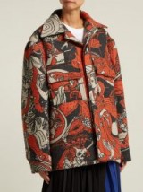 EDWARD CRUTCHLEY Wool-blend jacquard jacket – boxy orange printed autumn coat