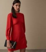 REISS ANALISE SEAM DETAIL CREPE DRESS RED