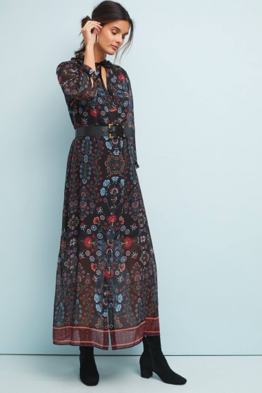 LAIA Antha Floral-Print Shirt Dress Black Motif / feminine boho maxi