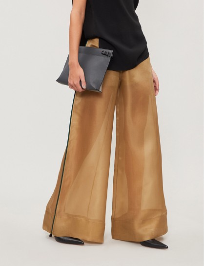 ARJE Sierra semi-sheer organza trousers tan ~ luxe wide leg pants