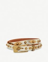 ARJE Zina eye-embellished metallic leather belt tan ~ perfect luxe accessory