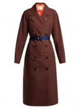 TIBI Brown Checked double-breasted twill trench coat