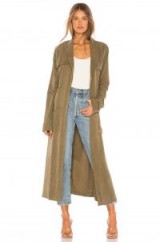 Chrissy Teigen X REVOLVE GREEN TEA DUSTER Olive – longline waist tie coats