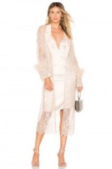 Chrissy Teigen X REVOLVE JET LAGGED BED JACKET Champagne – sheer lace event coats