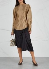 CHRISTOPHER ESBER Ilona gold linen-blend top ~ metallic sheen blouse