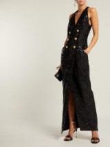 BALMAIN Double-breasted black sequinned blazer dress ~ glamorous event wear