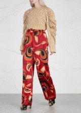 DRIES VAN NOTEN Puvi printed wide-leg silk trousers ~ silky red and orange retro print pants