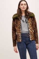 Helene Berman Faux-Fur Leopard-Print Coat ~ glamorous animal prints ~ autumn jackets ~ brown and green tones