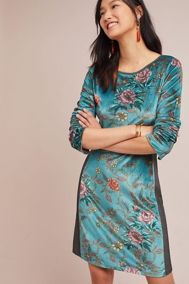 Aldomartins Floral Velvet Dress Blue Motif ~ luxe floral shift