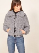 REFORMATION Freddie Coat in Fog / shaggy faux fur jacket