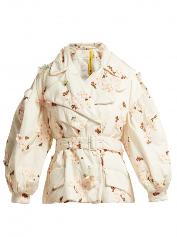 4 MONCLER SIMONE ROCHA Hester white floral-embroidered down-filled jacket