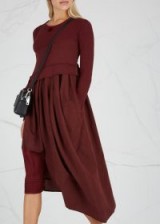 HIGH Whirlwind asymmetric burgundy jersey dress