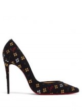 CHRISTIAN LOUBOUTIN Iriza Loubi In The Sky 100 black jacquard stiletto pumps ~ high metallic courts