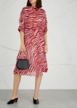 ISABEL MARANT ÉTOILE Juyane zebra-print chiffon dress / red and white animal stripes